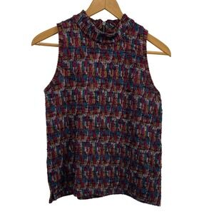 Anthropologie Akemi + Kin Petra Mock Neck Multicolor Geometric Sleeveless Top XS